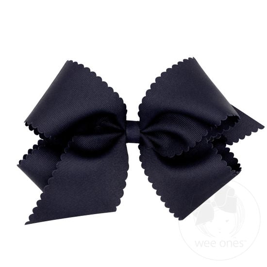 Wee Ones King Grosgrain Hair Bow w/ Scalloped Edge