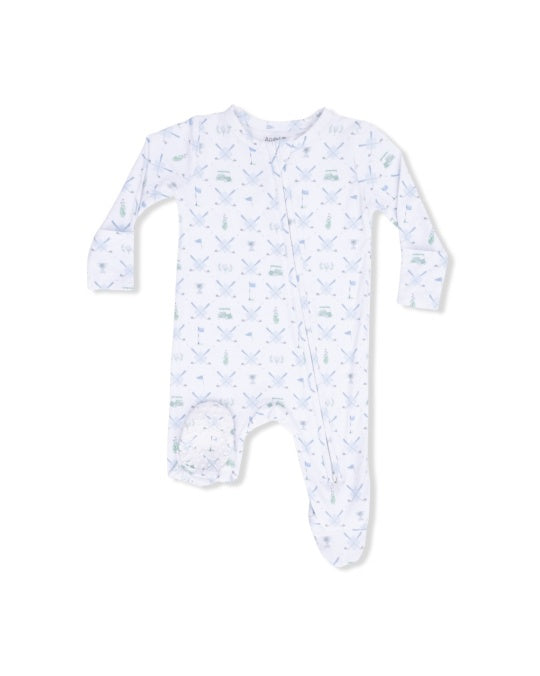 Angel Dear Golf Trellis Blue 2 Way Zipper Footie 5303