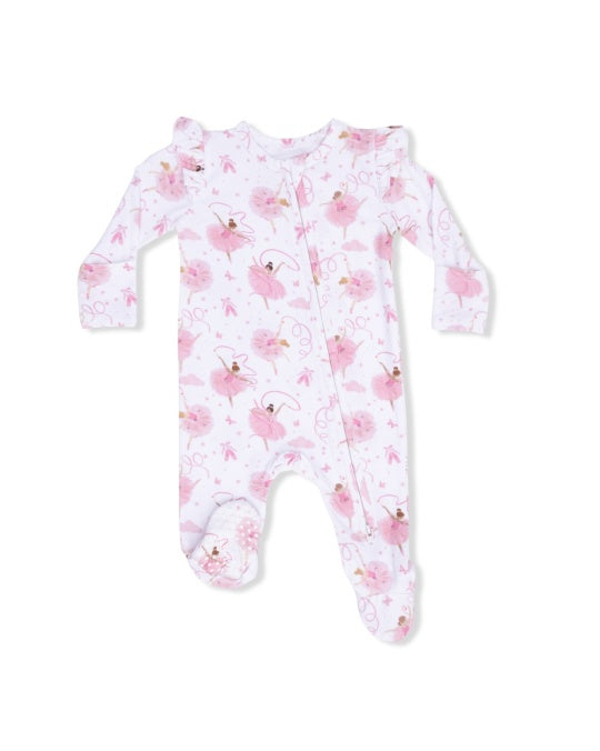 Angel Dear Ribbon Ballerinas 2 Way Ruffle Sleeve Zipper Footie