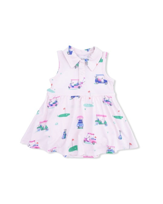 Angel Dear Vintage Golf Carts Pink Polo Tennis Dress