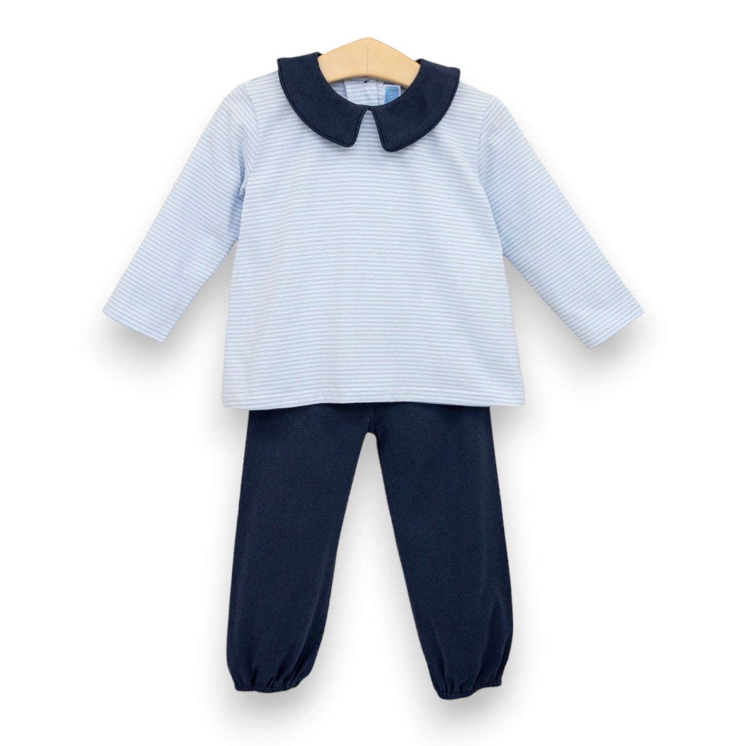 Trotter Street Kids Archie Bloomer Pant Set Light Blue Stripe/Navy TSK-03085 5307
