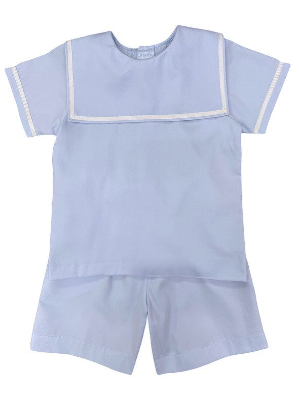 Auraluz Blue/White Pique Boy 2Pc. Short Set 7049 5202