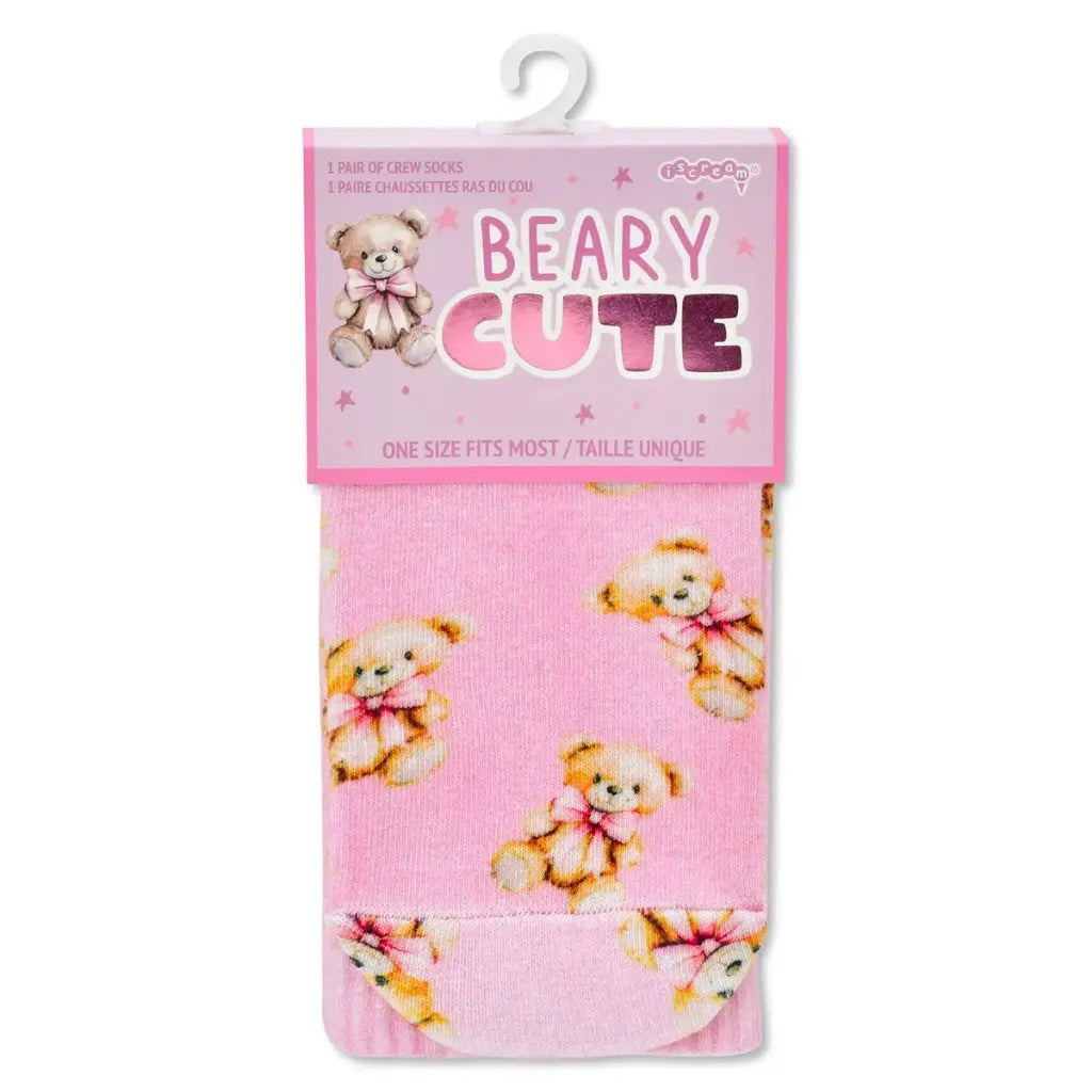 Iscream Beary Cute Pink Socks