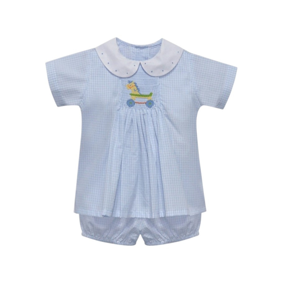 Baby Sen Blue Shay Apron Short Set Vintage Horse BS1000SS 5302