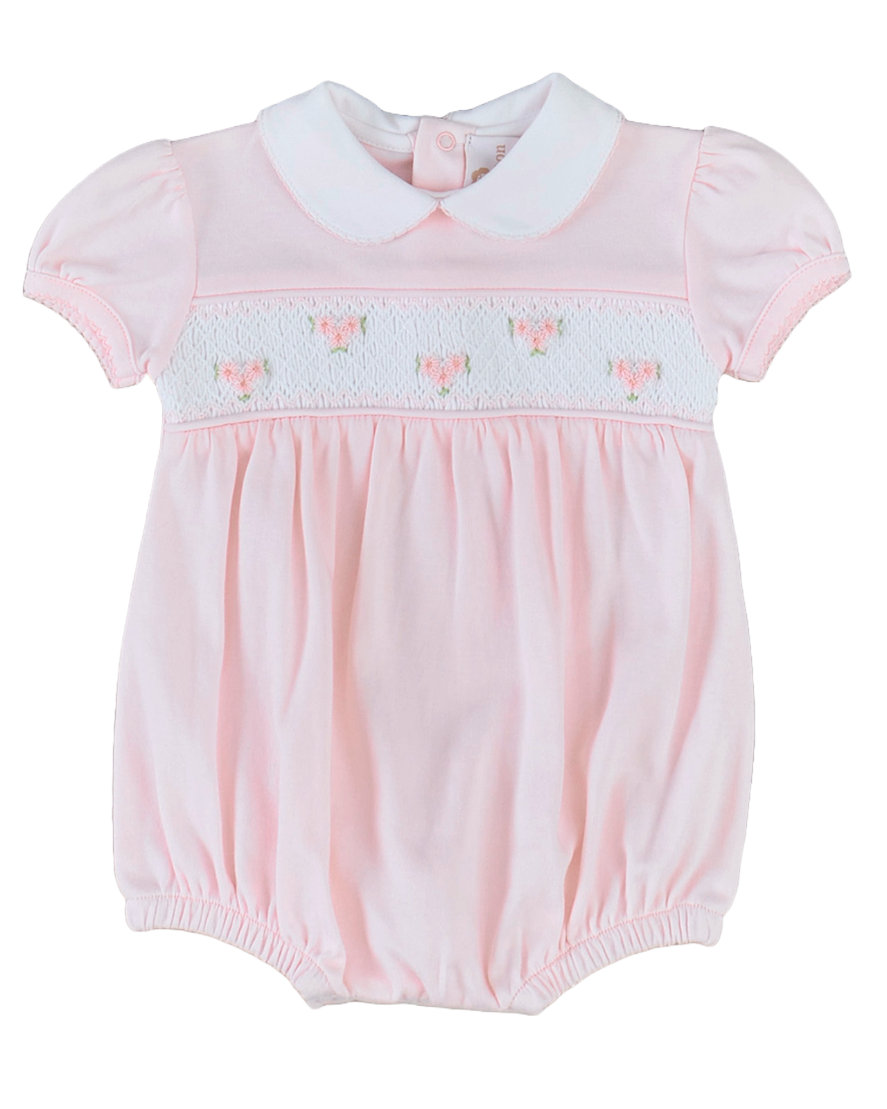 Miocotton Pink Hand Smocked Flowers Bubble Calisa 5203