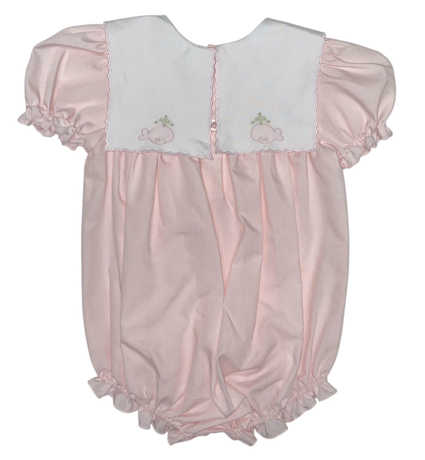 Auraluz Girl Bubble Pink W/Puff Sleeves White Square Collar W/Whale Shadow Emb 618 5204
