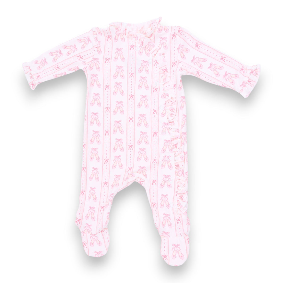 Angel Dear Ballet Shoes Ribbon Stripe Kimono Ruffle Snap Footie1395-F26-BSR 5308
