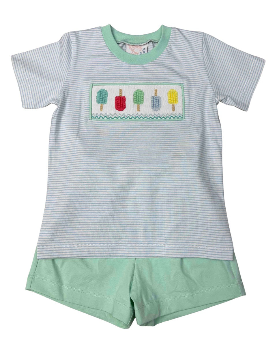 Whimsy Bay Popsicle Party Smocked Short Set WBS26-117 5302