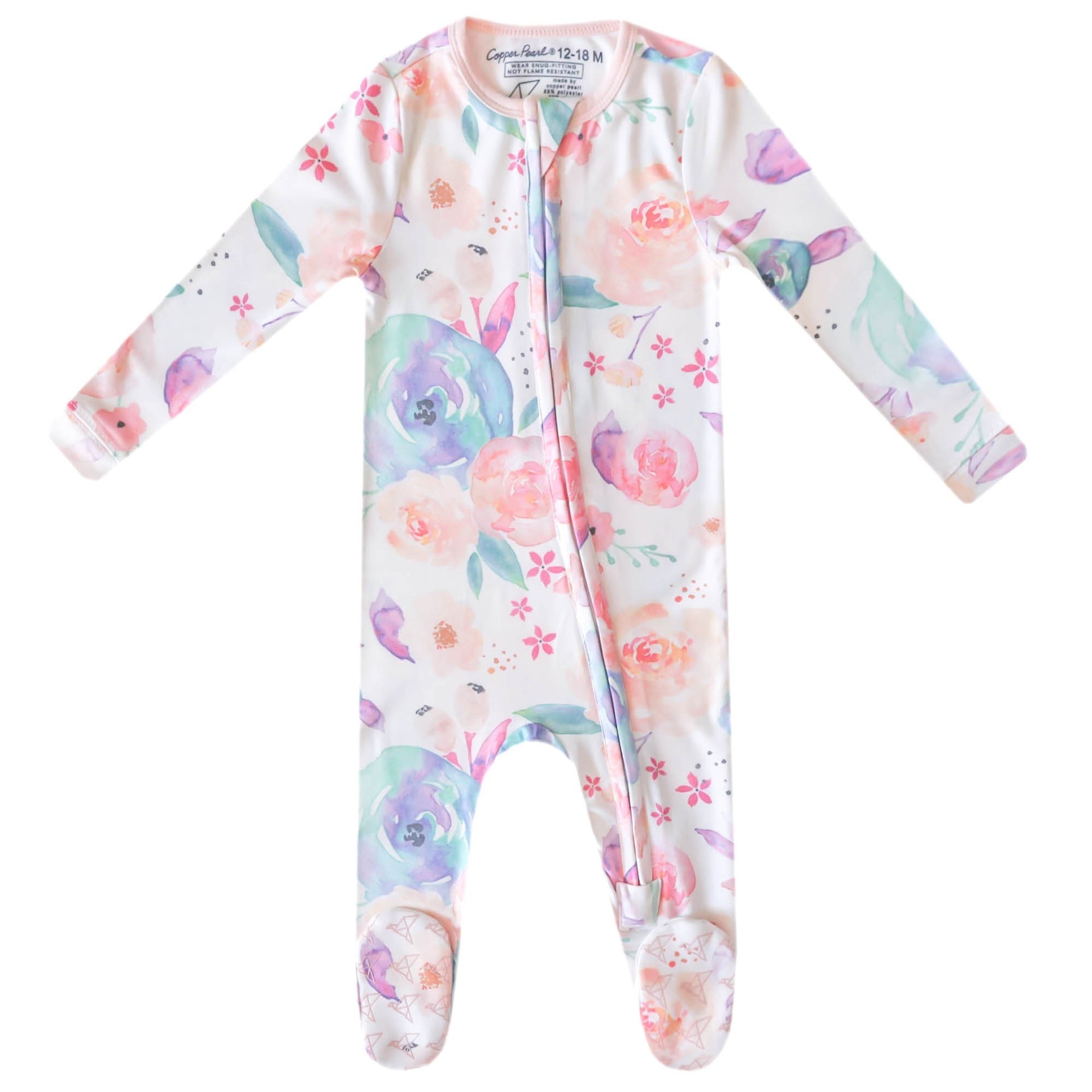 Copper Pearl Zip-Up Footie Pajama