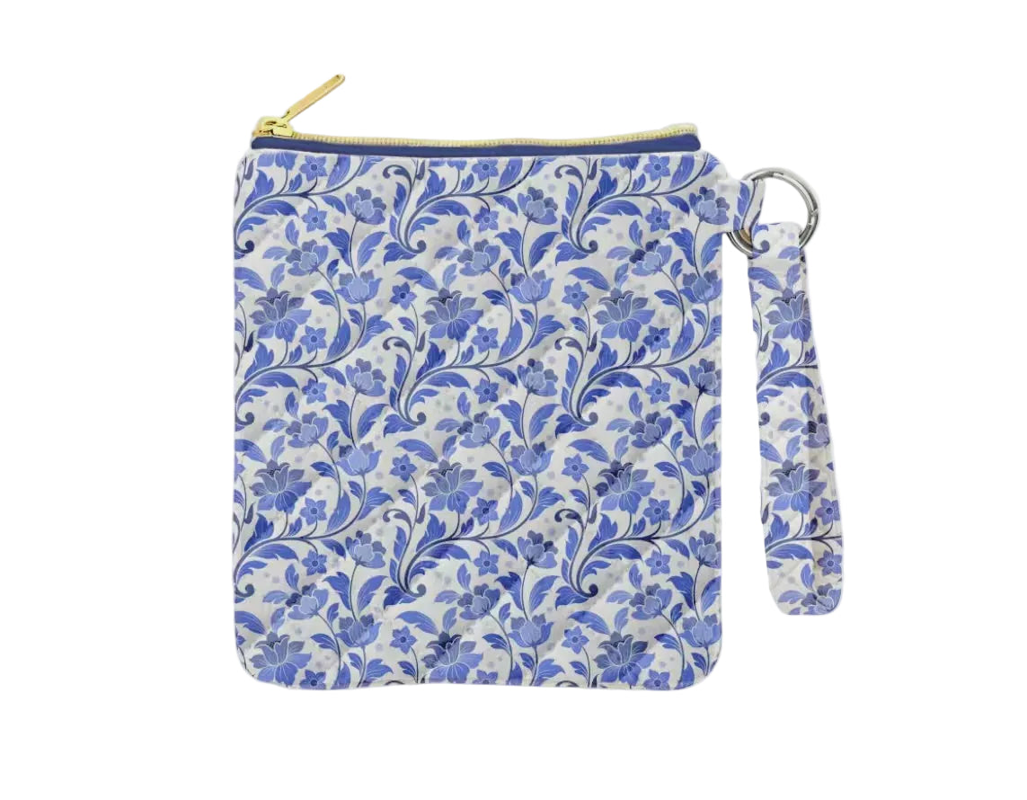 Mavi Bandz Karma Blue Floral Toile Ereader Kindle Nook Pouch Bag