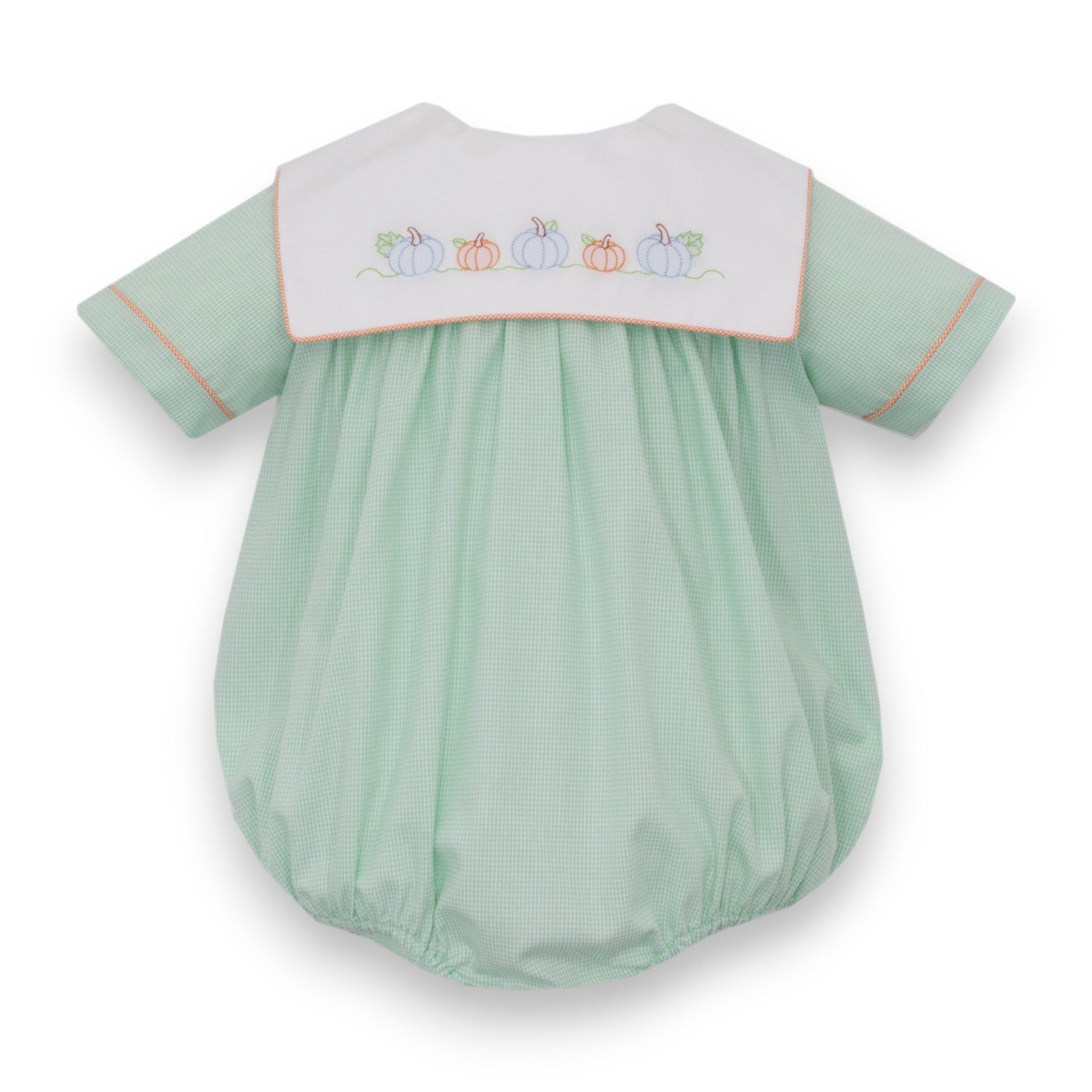 Anavini Pumpkins Green Gingham Boy's bubble W/Square Collar S/S 201BB-BF26 5307