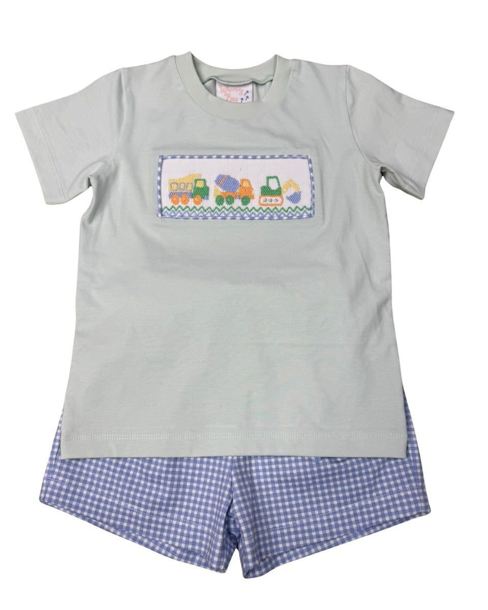 Whimsy Bay Construction Crew Smocked Short Set WBS26-160 5302