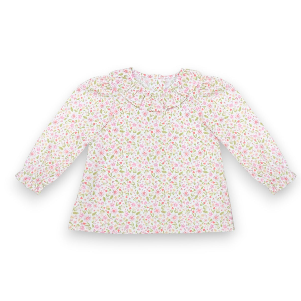 Zuccini Peach & Pink Garden Ruffle Blouse 5309