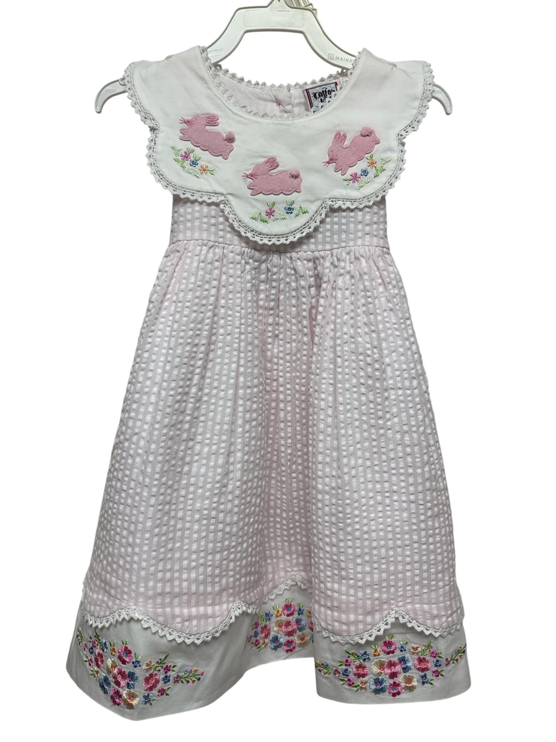 Cotton Kids Reversible Collar Bunny/Flowers Dress 5204 5302