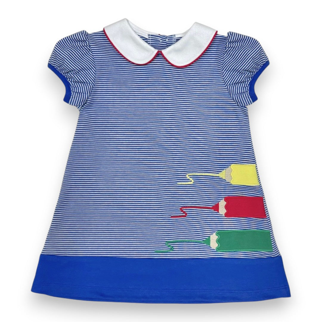 Zuccini Crayon Louisa Dress Royal Blue Bitty Stripe ZAB26-CLDR 5306
