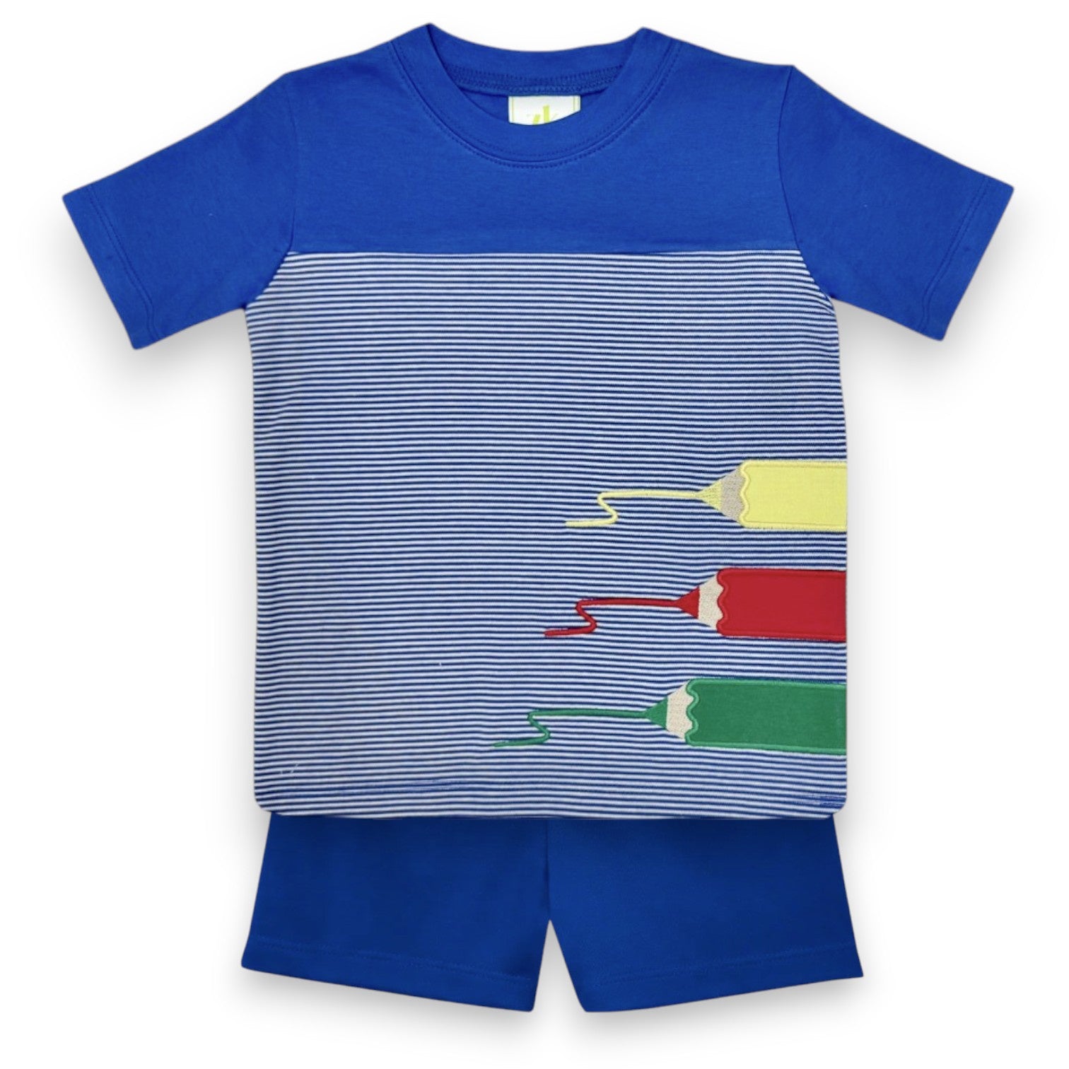 Zuccini Crayon Scott Colorblock Tee & Leo Shorts Royal Blue 5306