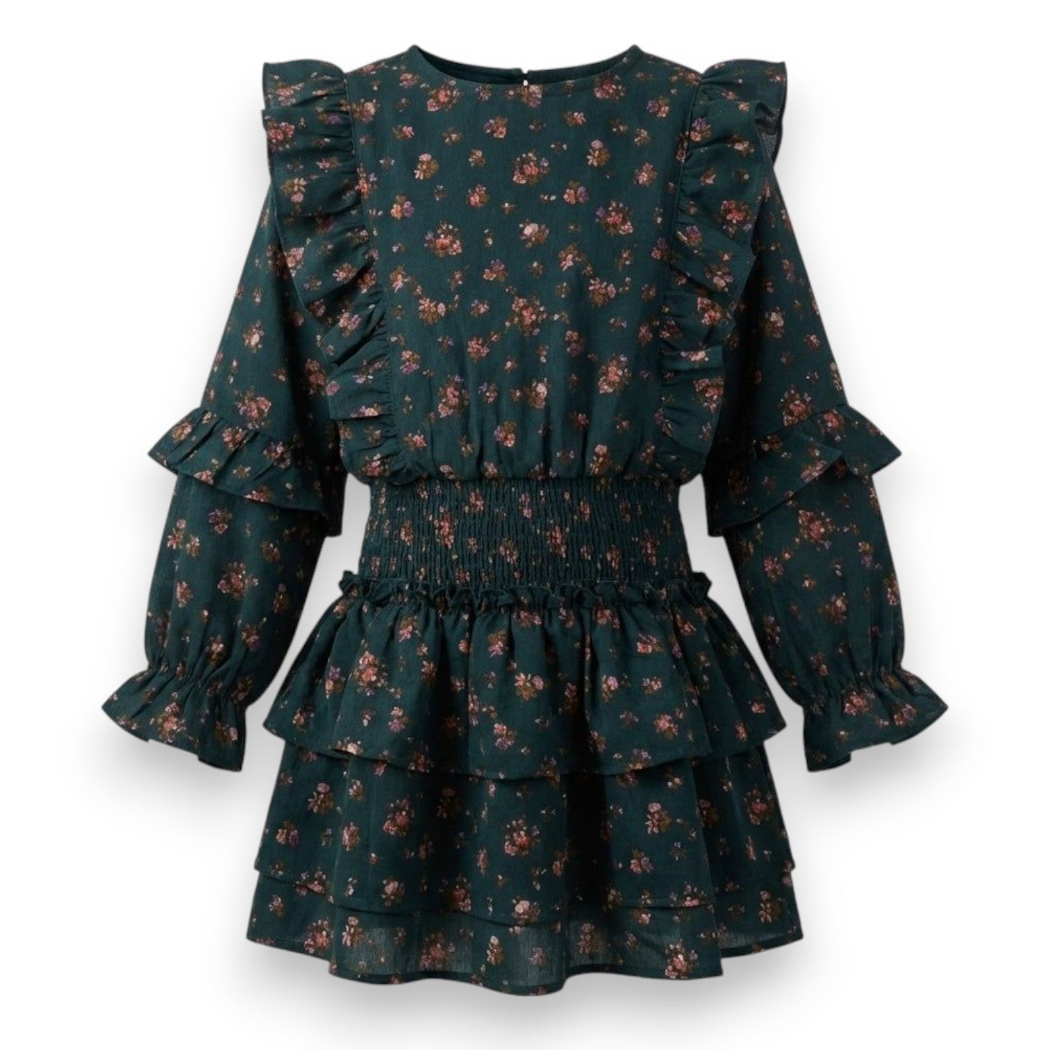 Pleat Charlie Dress Evergreen Vintage Floral P-00284 5308