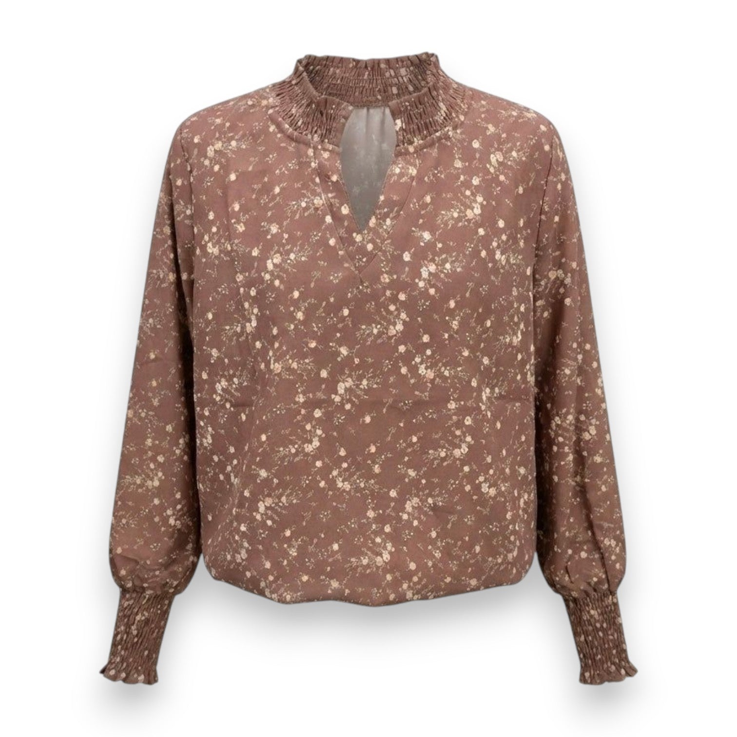 Pleat Elizabeth Top Brown Sugar Blooms P-00297 5308