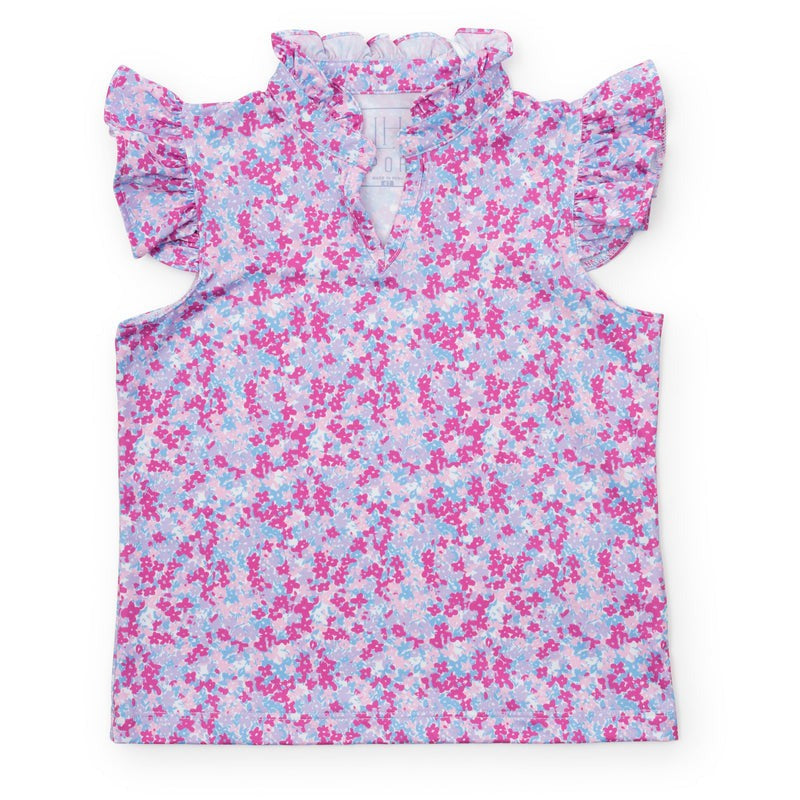 Lila & Hayes Ellie Girls' Sleeveless Ruffled Top Preppy Petals 5205