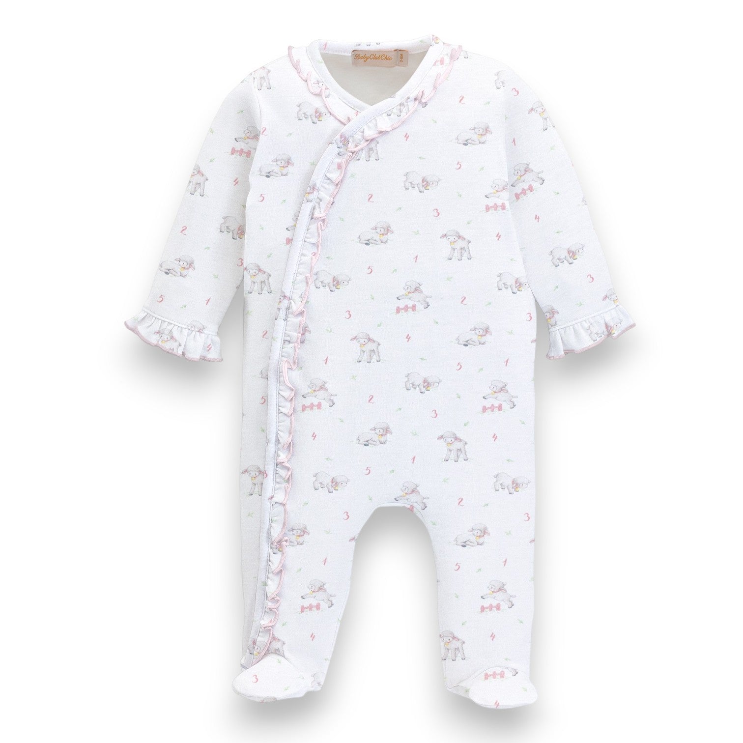 Baby Club Tiny Baby Sheep Girl Printed Pima Footie W/Ruffles FOO044302