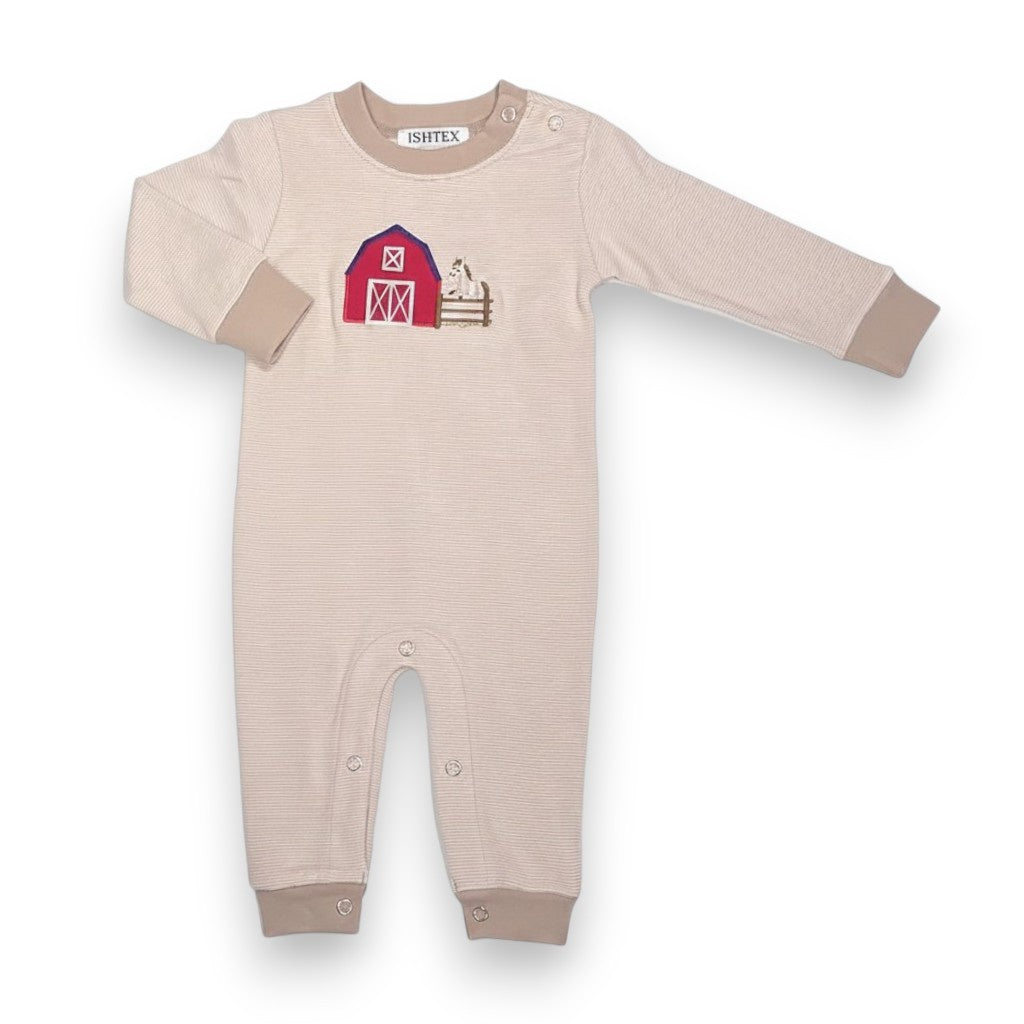 Ishtex Farm Applique Boy's Romper 6F144 5308