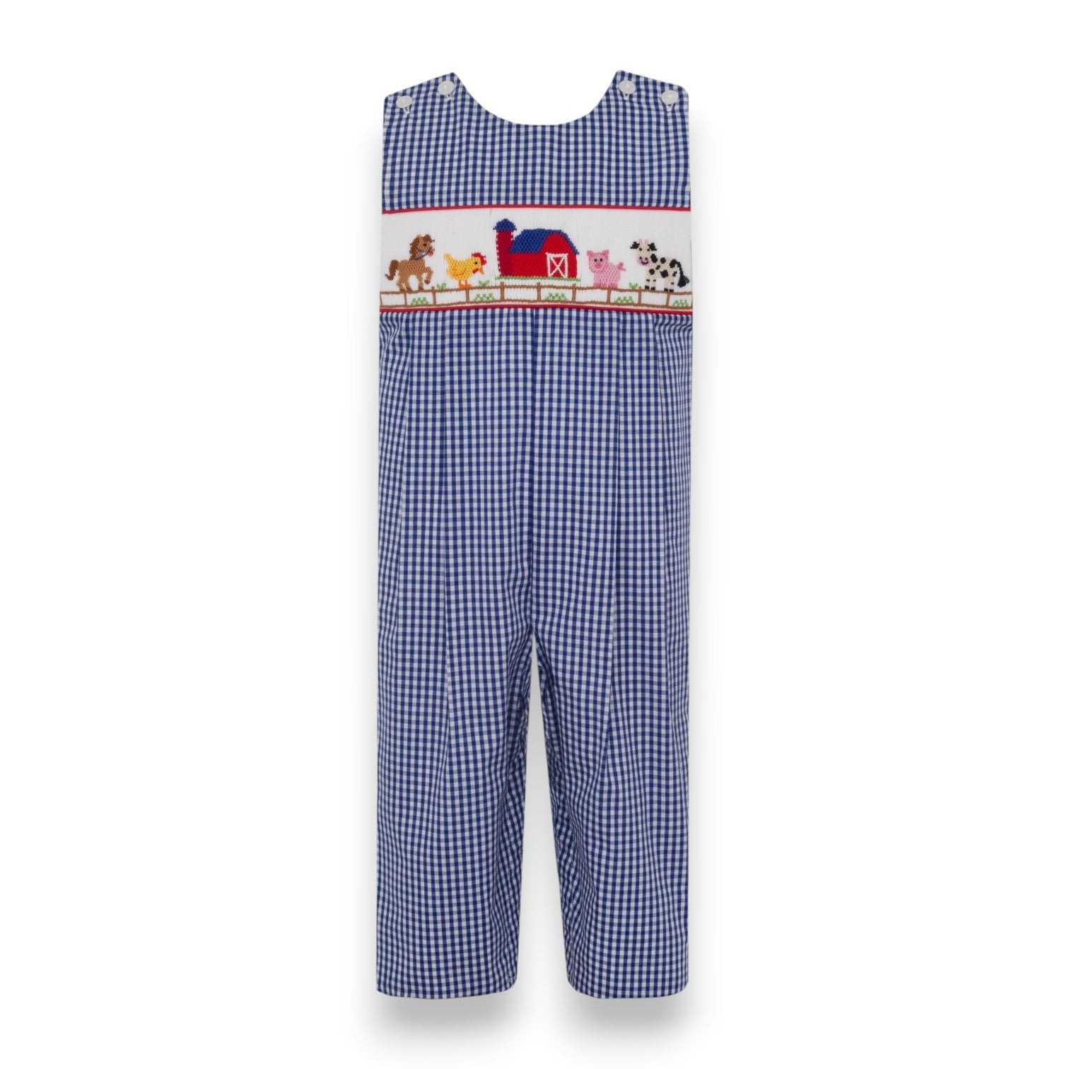 Anavini Farm Boy's Navy Blue Gingham Boy's Long Jon Jon 506K-VF26 5307