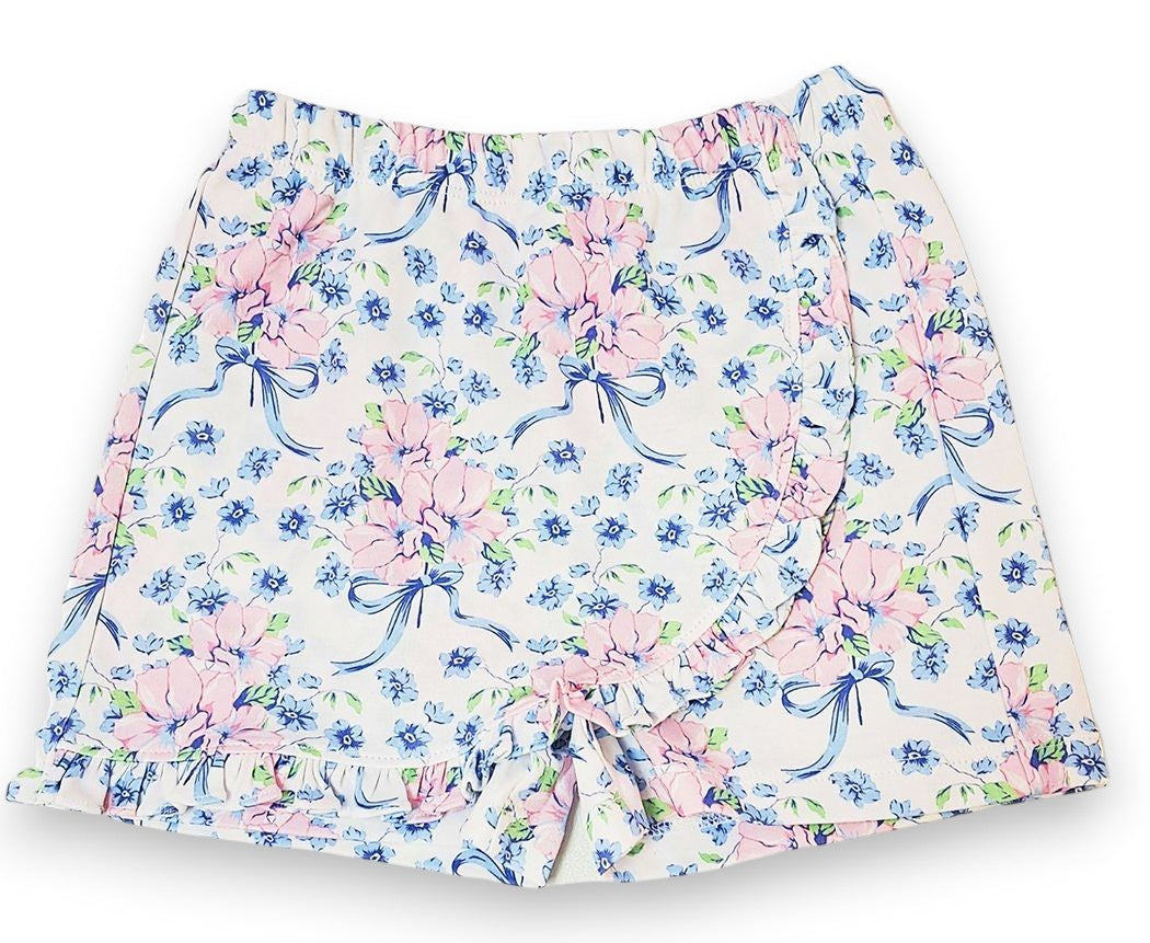 Little Threads Blue Spring Flowers Girl's Floral Skort M-25-191
