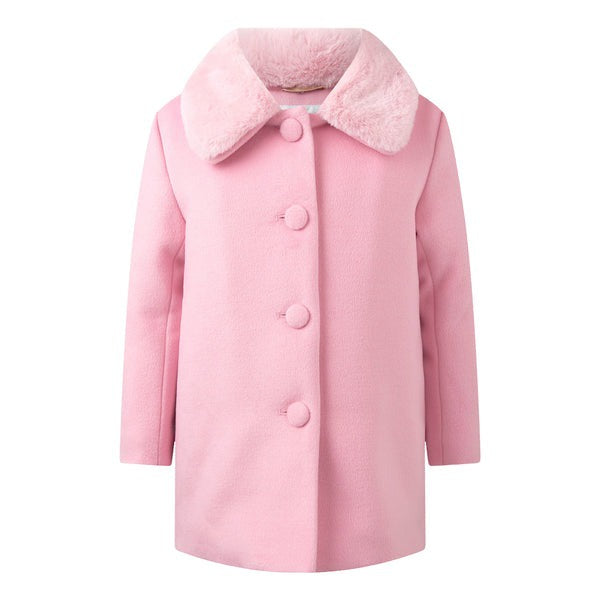 Rachel Riley Pink Faux Fur Collar Coat Pink 5209