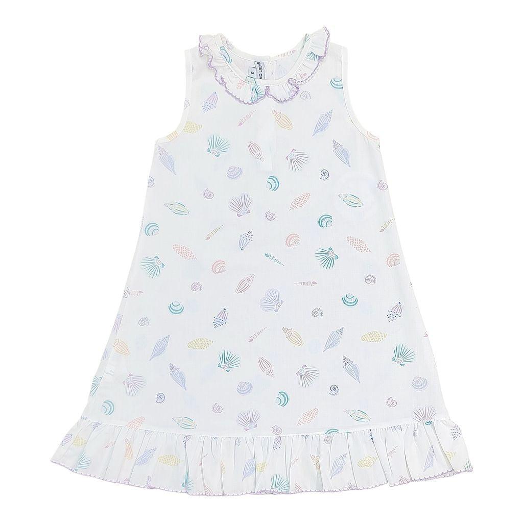 Sweet Dreams Seashell Print Purple Trim Gown GO270 5302