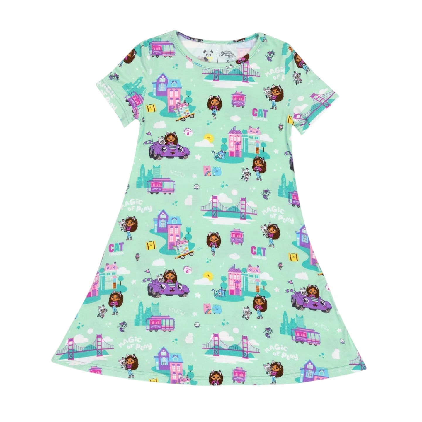 Bellabu Bear Gabby's Dollhouse Bamboo Girls' Short Sleeve Dress BB1P03LD4310 5301