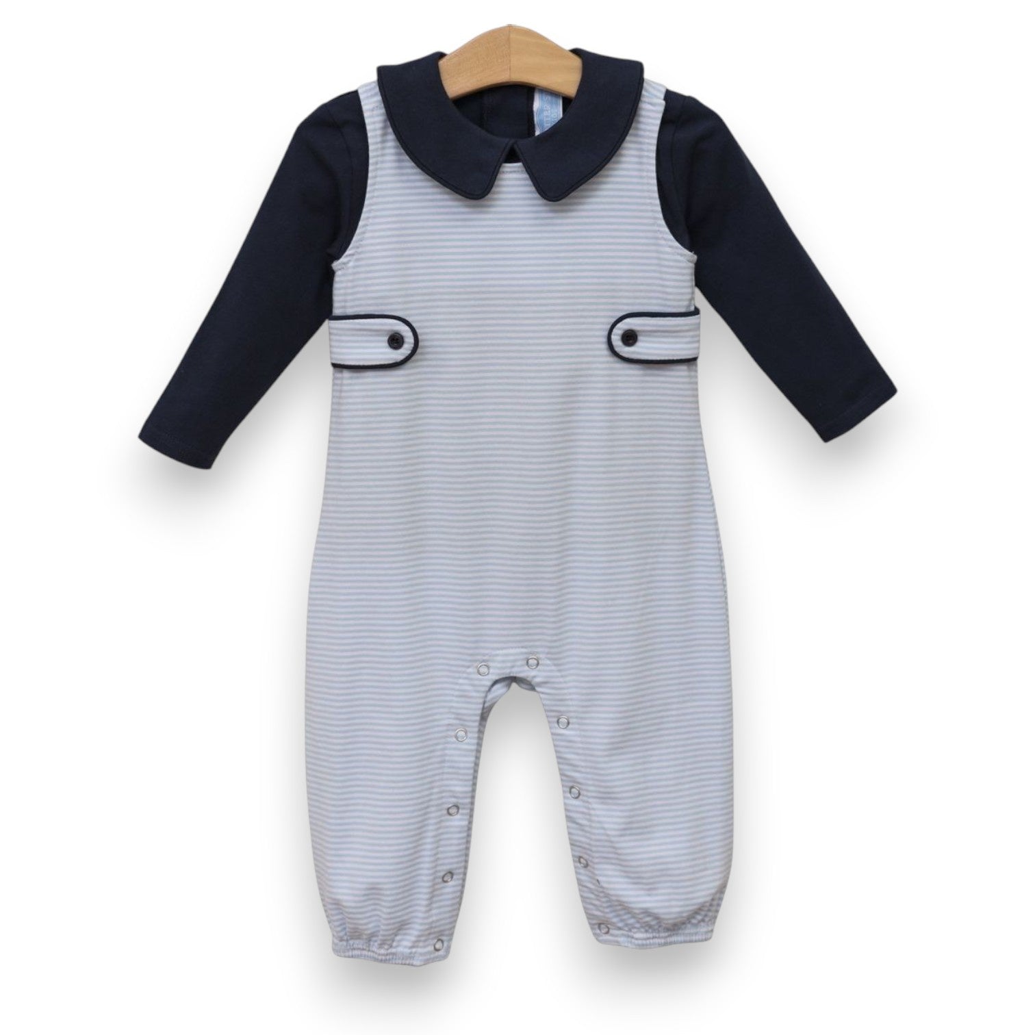 Trotter Street Kids Gabriel Jon Jon Set Light Blue Stripe/Navy TSK-03087 5307
