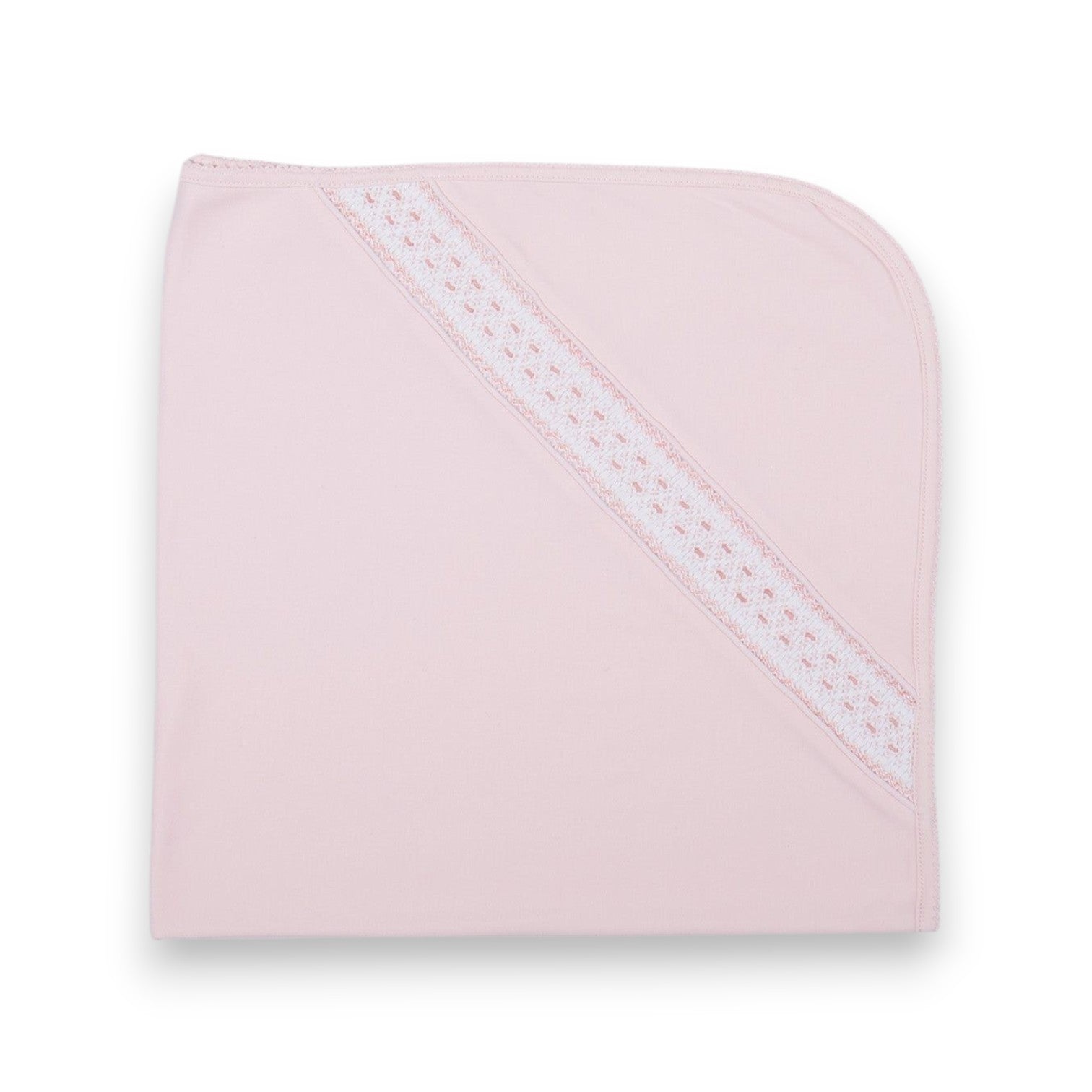 Miocotton Pink Knit Blanket Smocked
