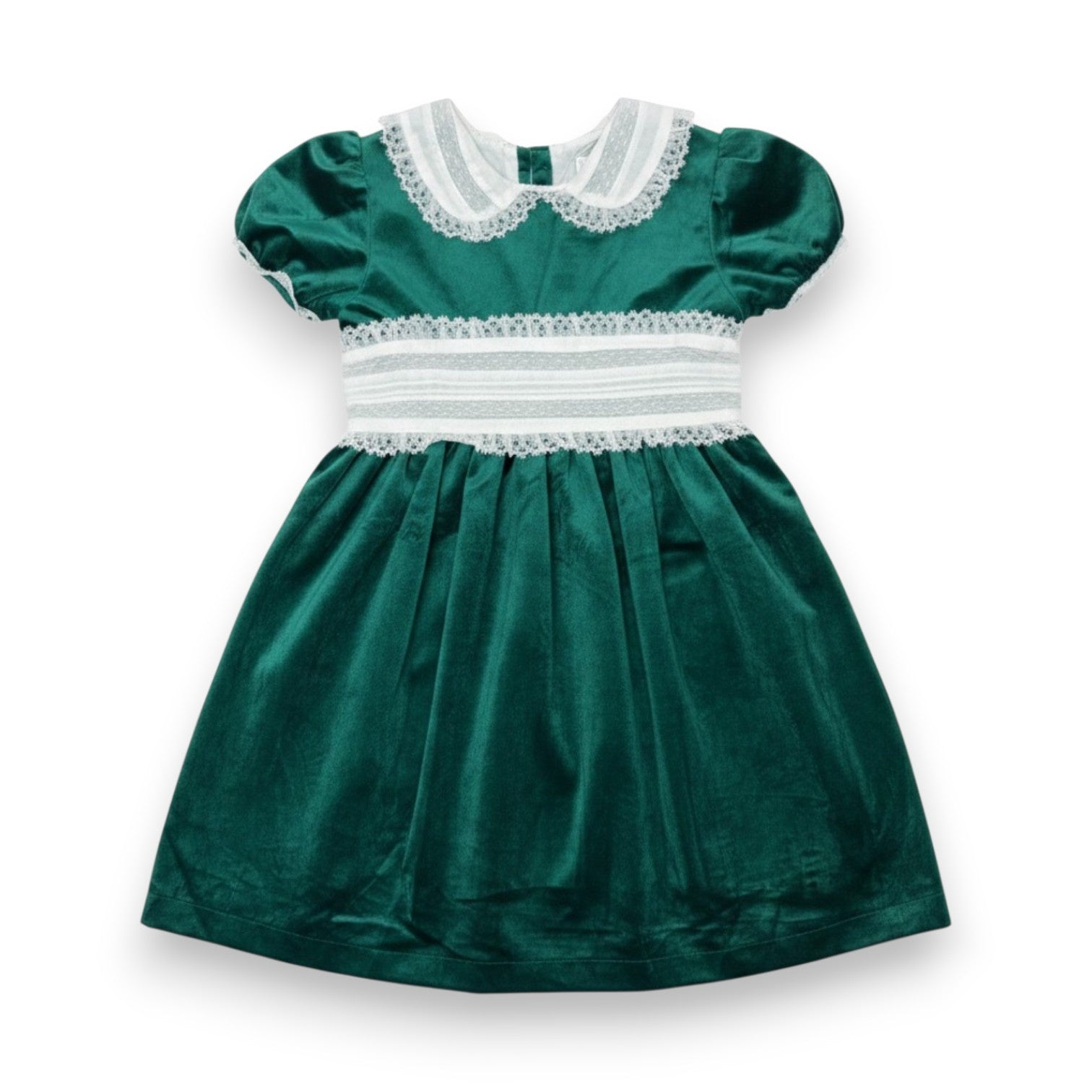 Lulu Bebe Green Velvet Sash Waist Dress Scarlet-Green