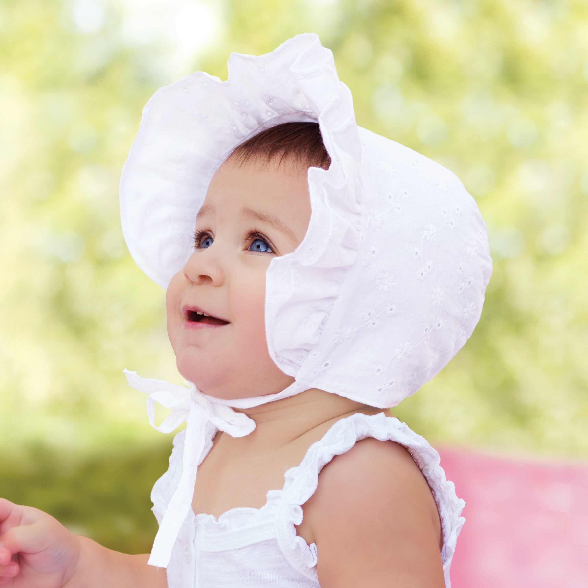 Wee Ones Eyelet Ruffle Baby Bonnet