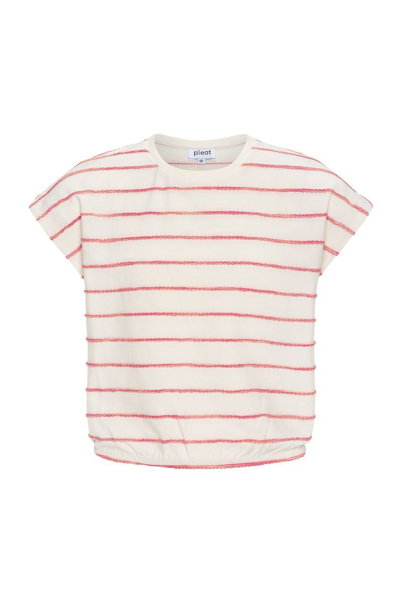 Pleat Hartley Top Coral Stripe P-00048 5302
