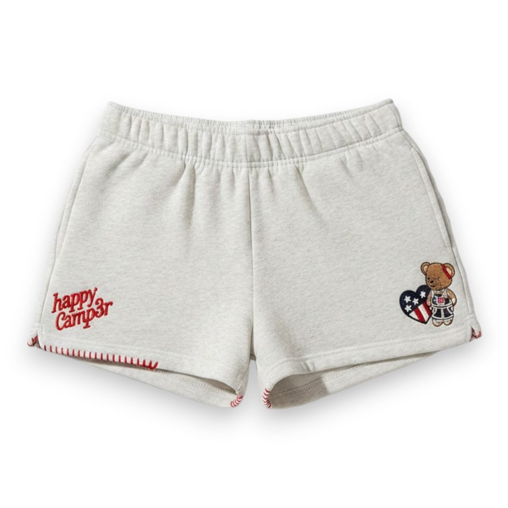 Happy Camper All American Youth Core Shorts Heather Gray Y600HGR-1 5306