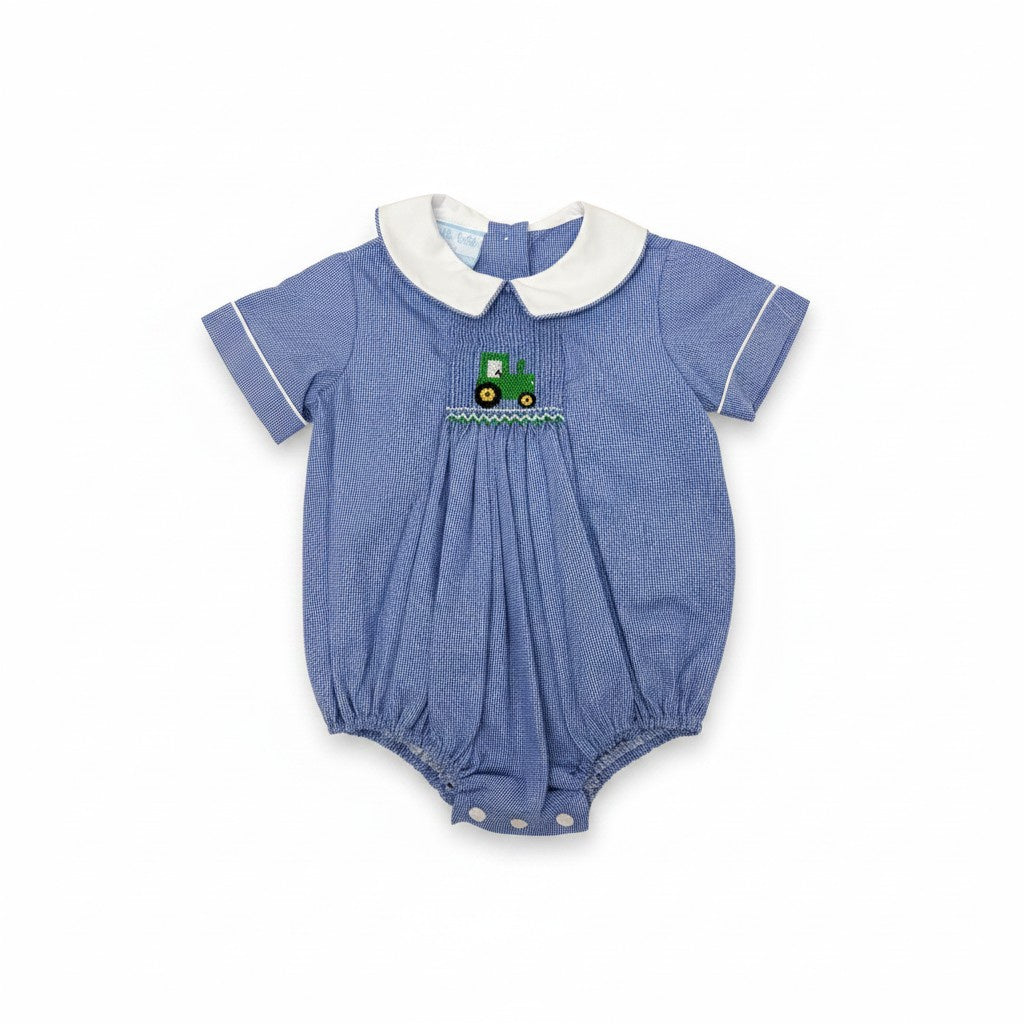 Petit Bebe Tractor Boy's Royal Blue Microcheck Boy's Short Bubble 128BB-MF26 5307