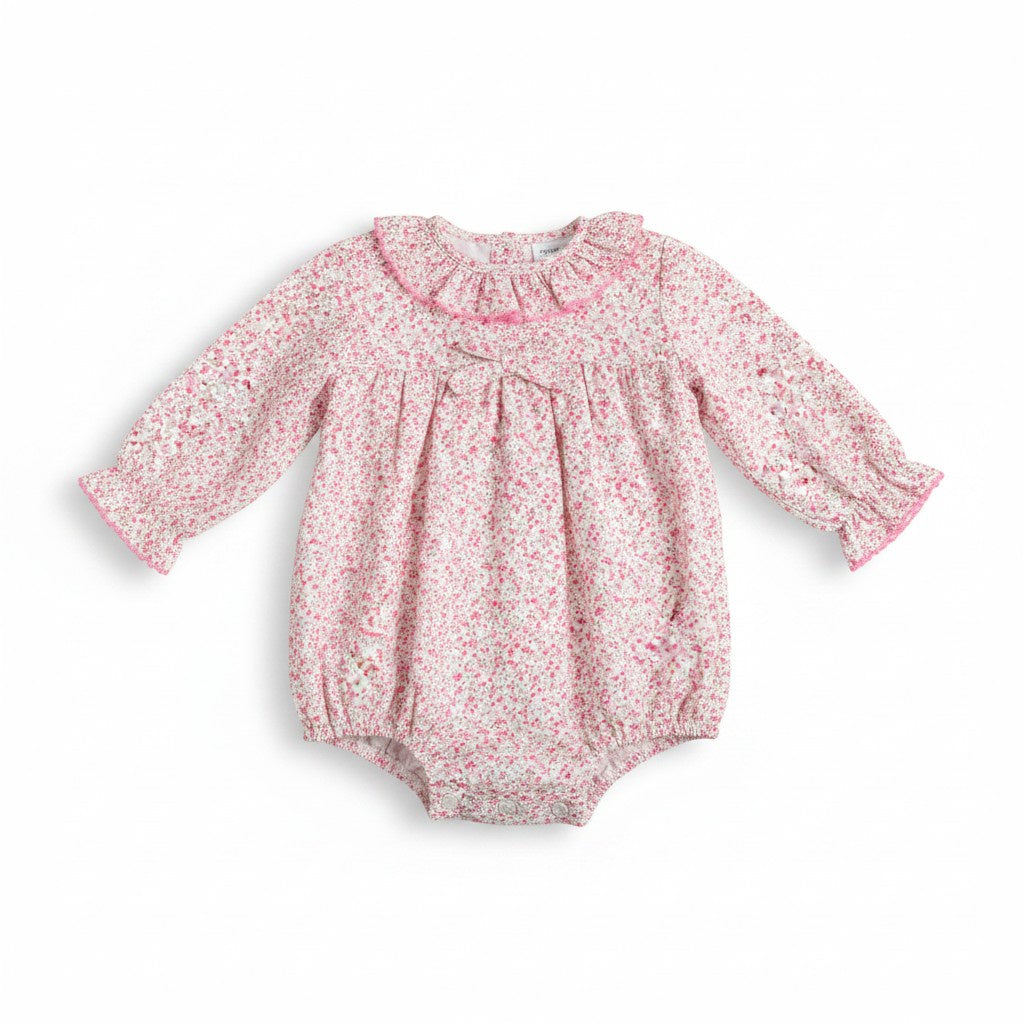 Petit Bebe Tiny Pink Floral Girl's Short Bubble W/Bow L/S 172F-MF26 5307