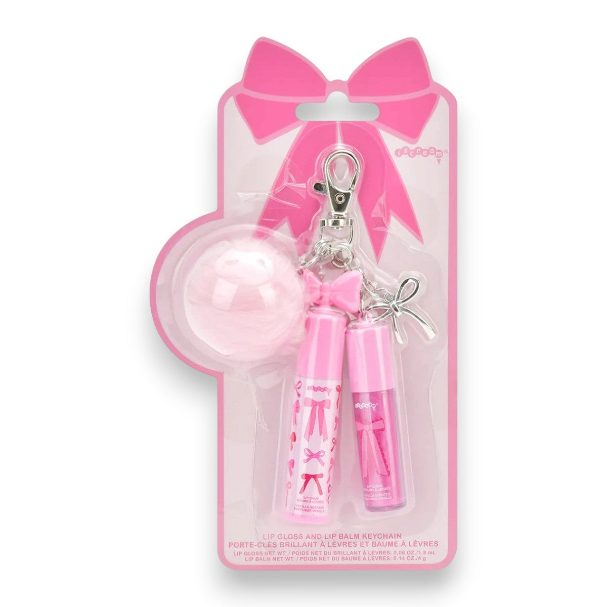 Iscream Bow Lip Gloss & Lip Balm Key Chain Set