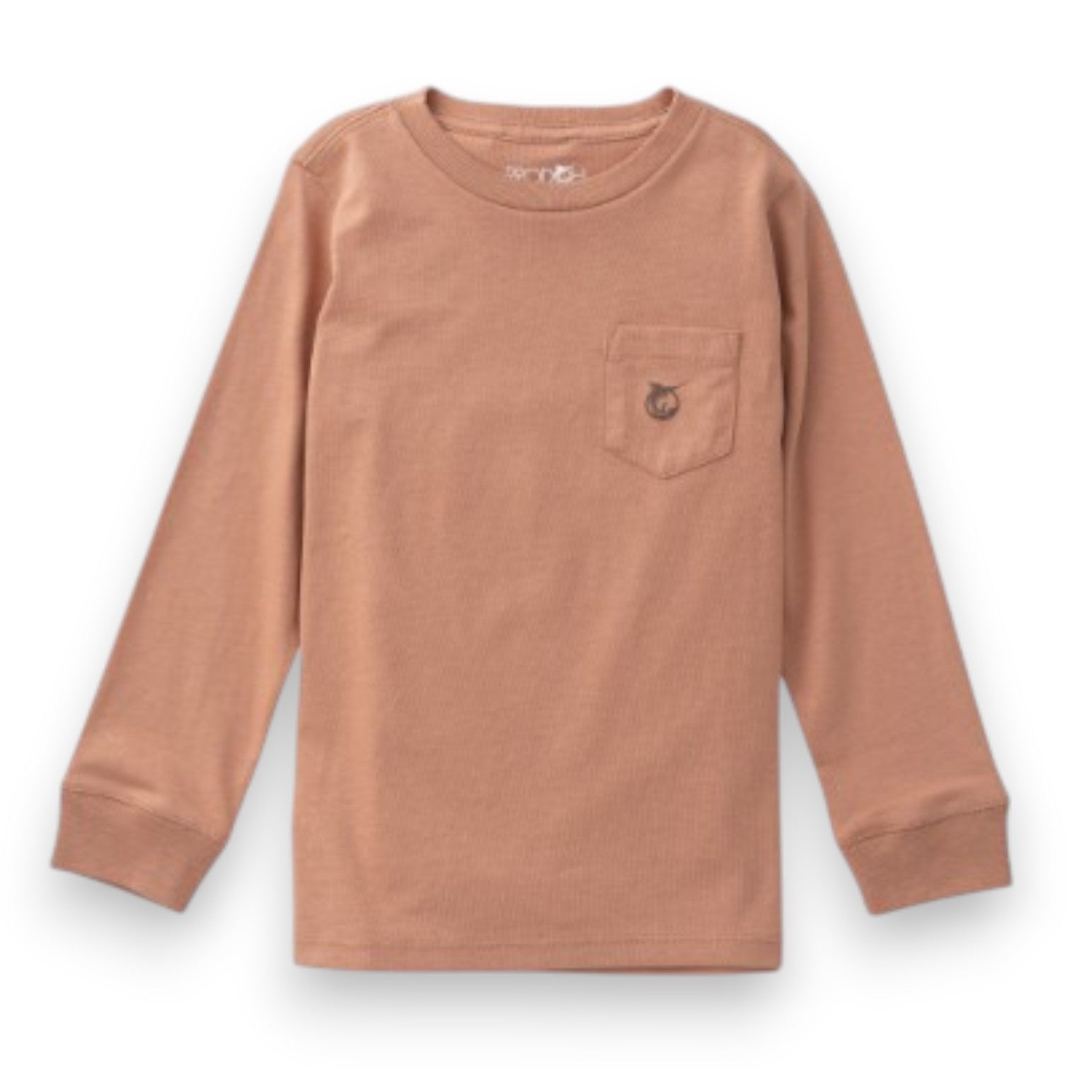 Prodoh Kid's Long Sleeve Cotton Pocket T-Shirt Mocha Mousse 5308