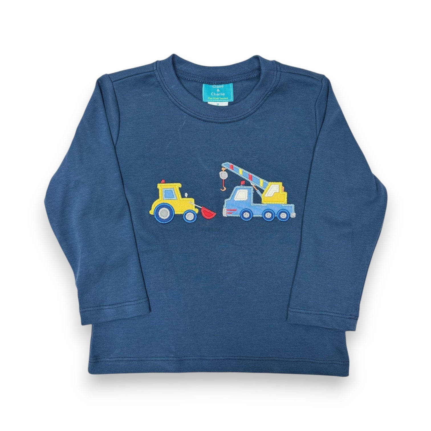 Claire & Charlie Construction Zone Navy Blue Knit Boy's T-Shirt L/S 5065PL-CF26 5306