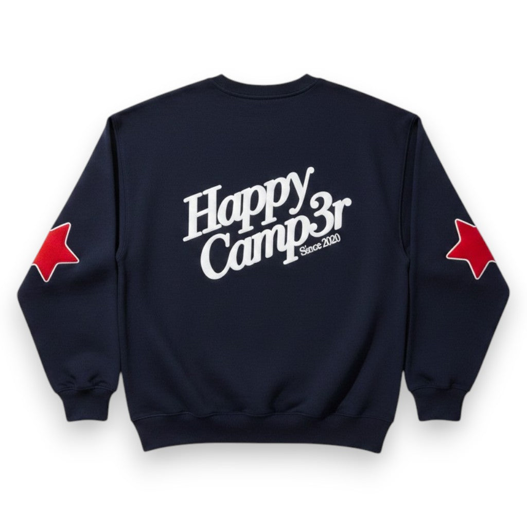 Happy Camper Navy USA Youth Crewneck Navy Y800NVY-2 5306