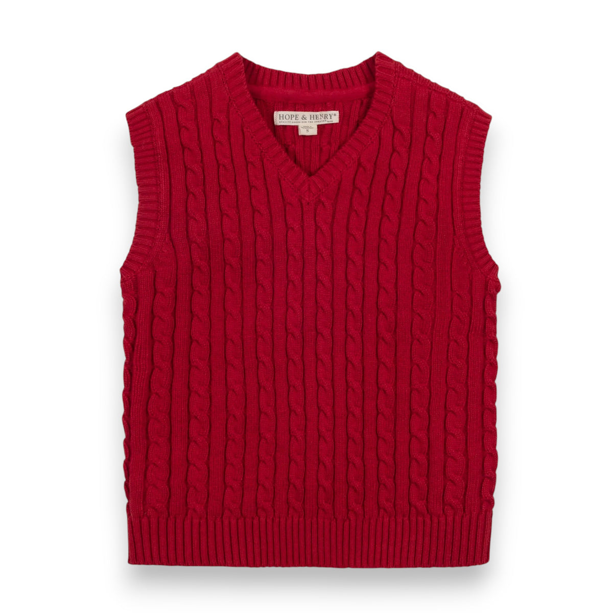 Hope & Henry Organic Sweater Vest Red Cable 25HC3148P 5309