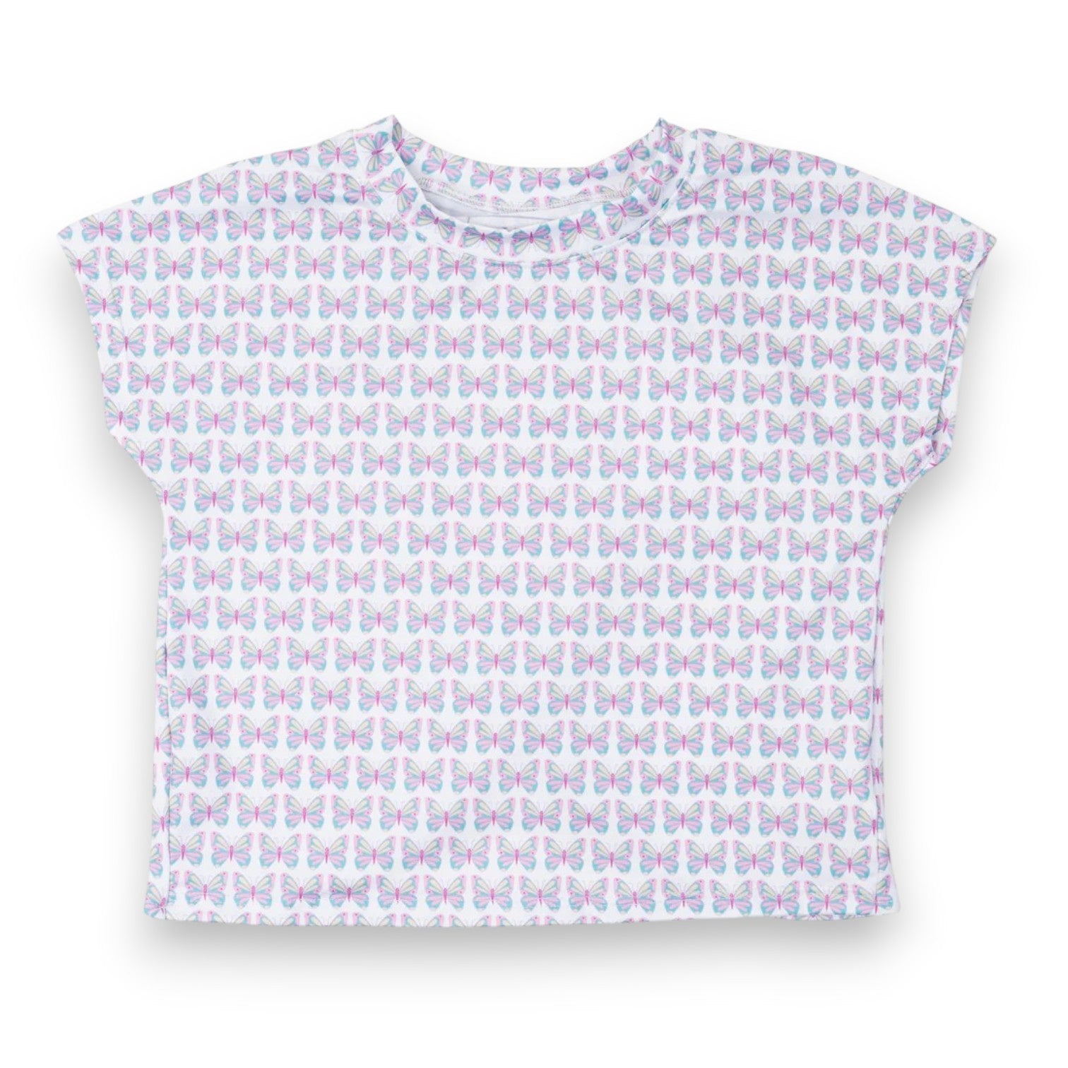 Lila & Hayes Sloane Girls' Short Sleeve Performance Top Peace Love Butterflies 5306