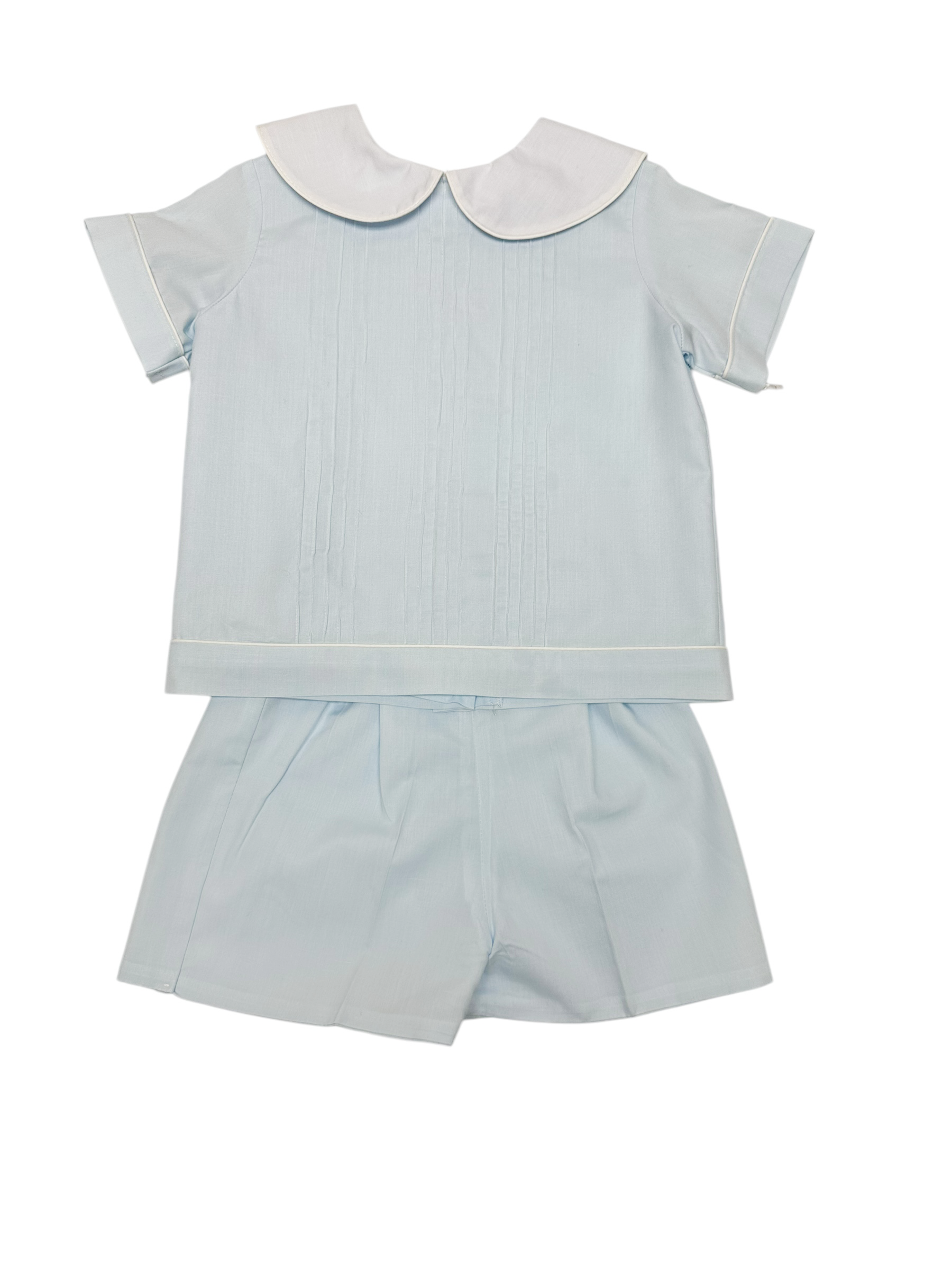 Treasured Memories Blue W/White Collar Boys Short Set (Tucks on Shirt) S2390 5111