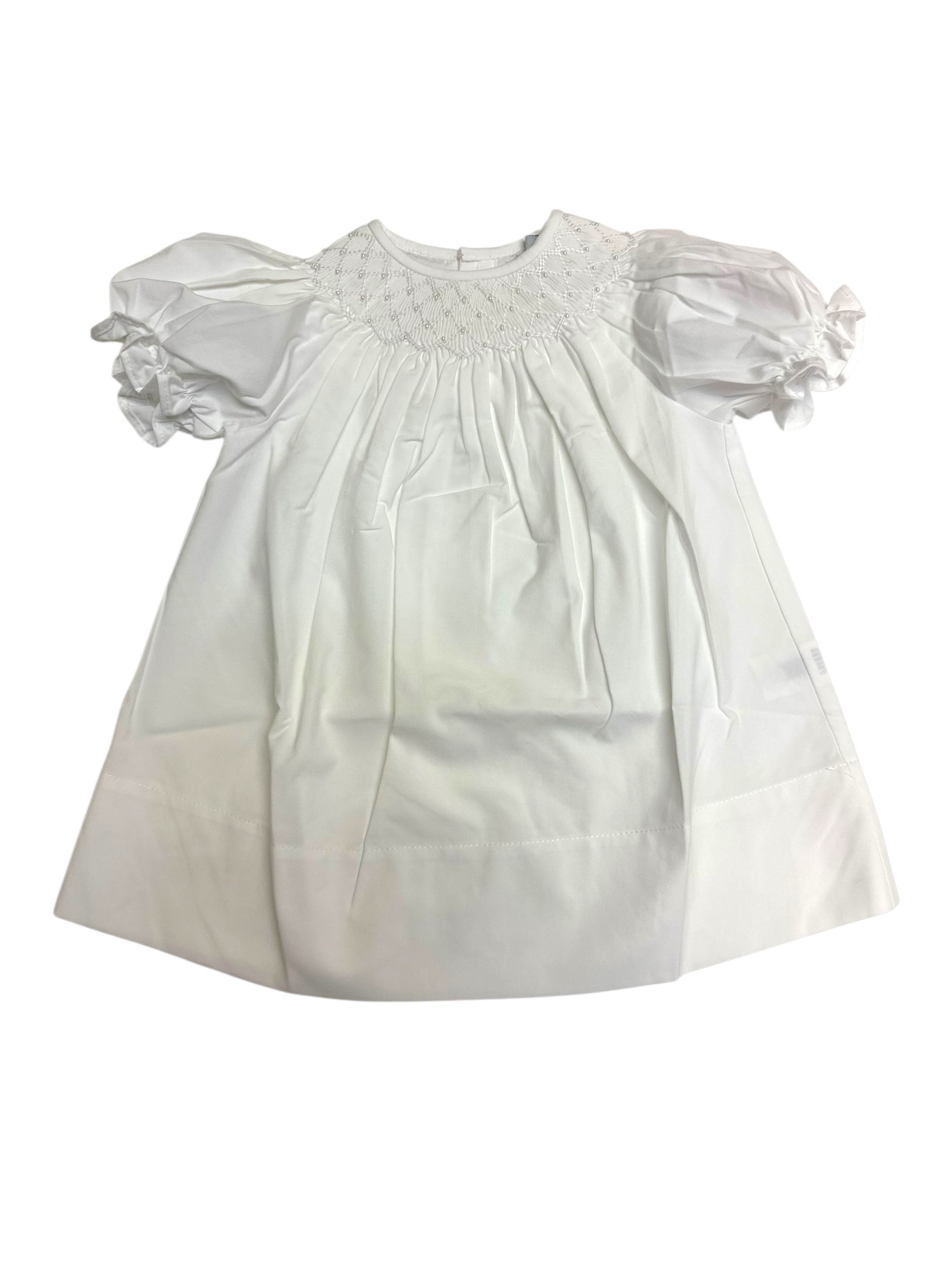 Sweet Dreams Catherine White Smocked Dress White Pearl 5208