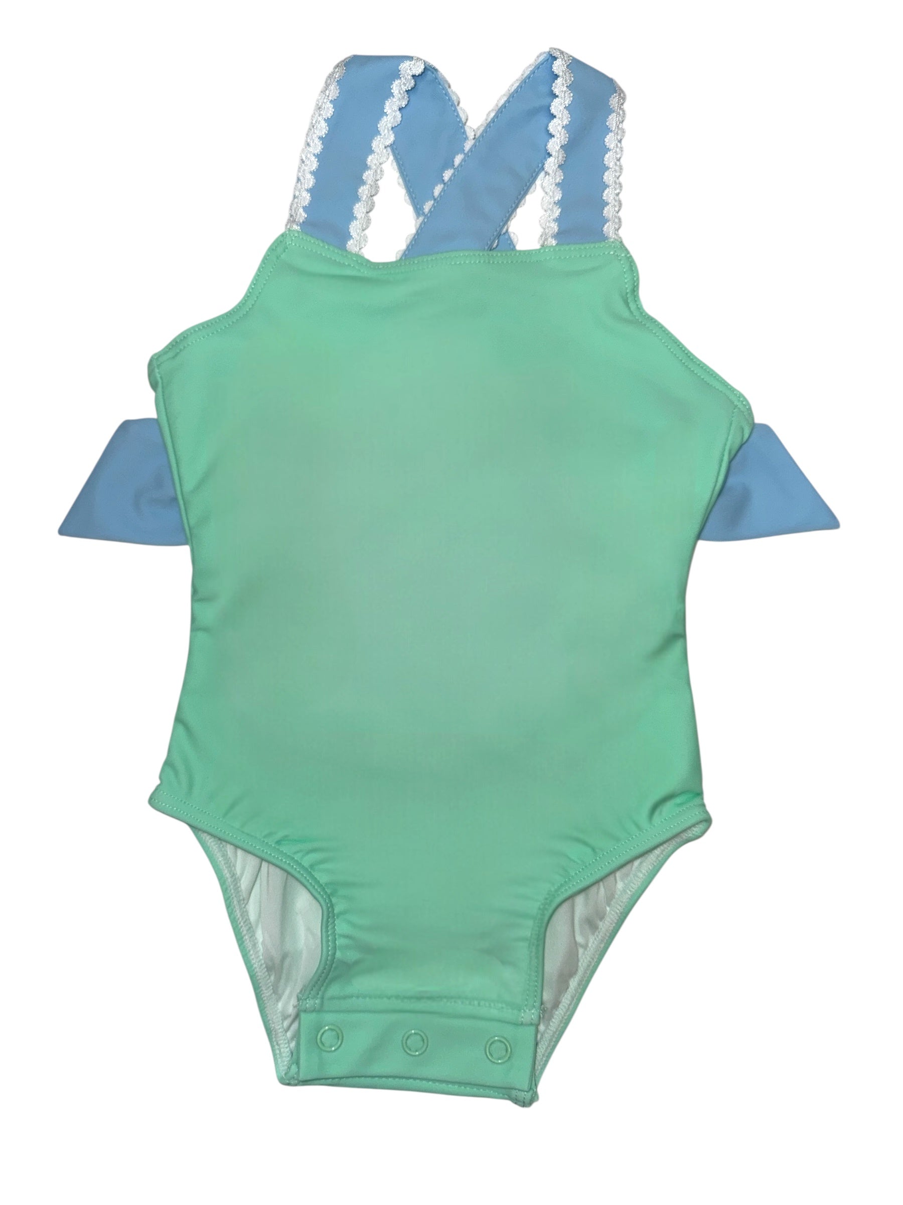 Lulu Bebe 1pc Mint/Light Blue W/Bow Swim Suit 5301