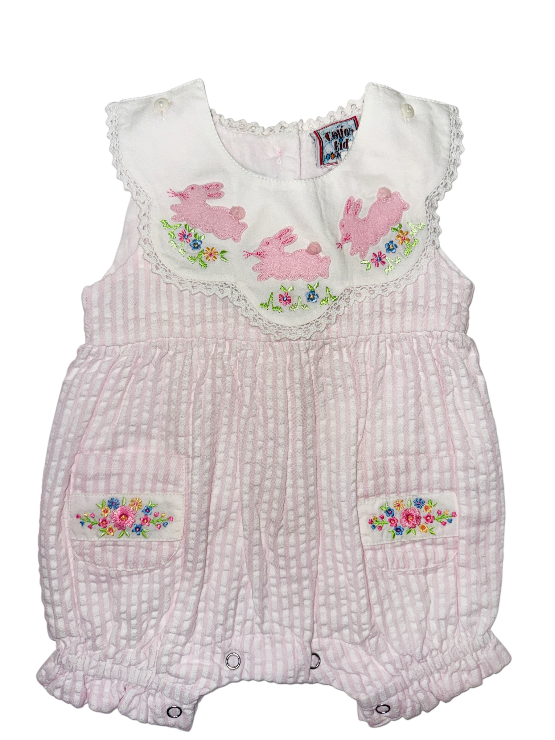 Cotton Kids Reversible Collar Bunny/Flowers Romper 5203