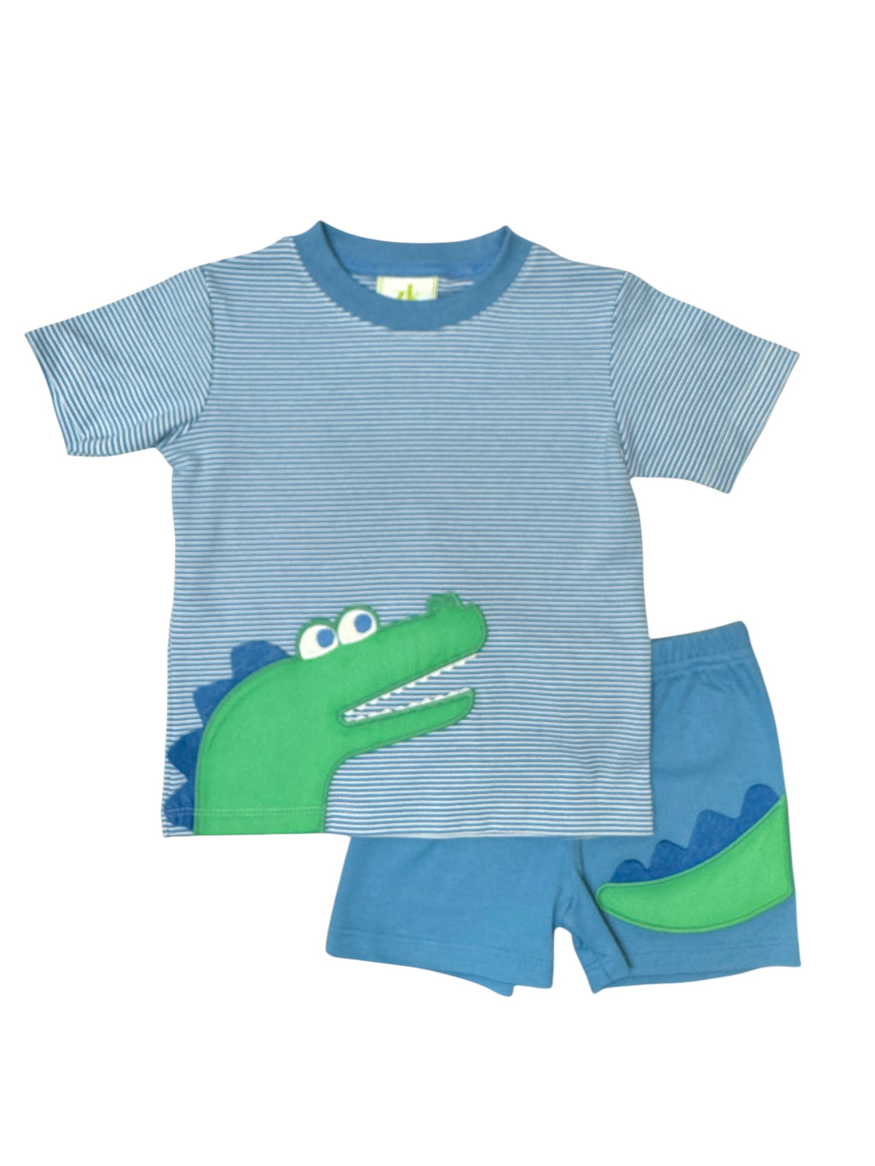 Zuccini Crocodile Harry's Play tee & Periwinkle Knit Leo Shorts 5302