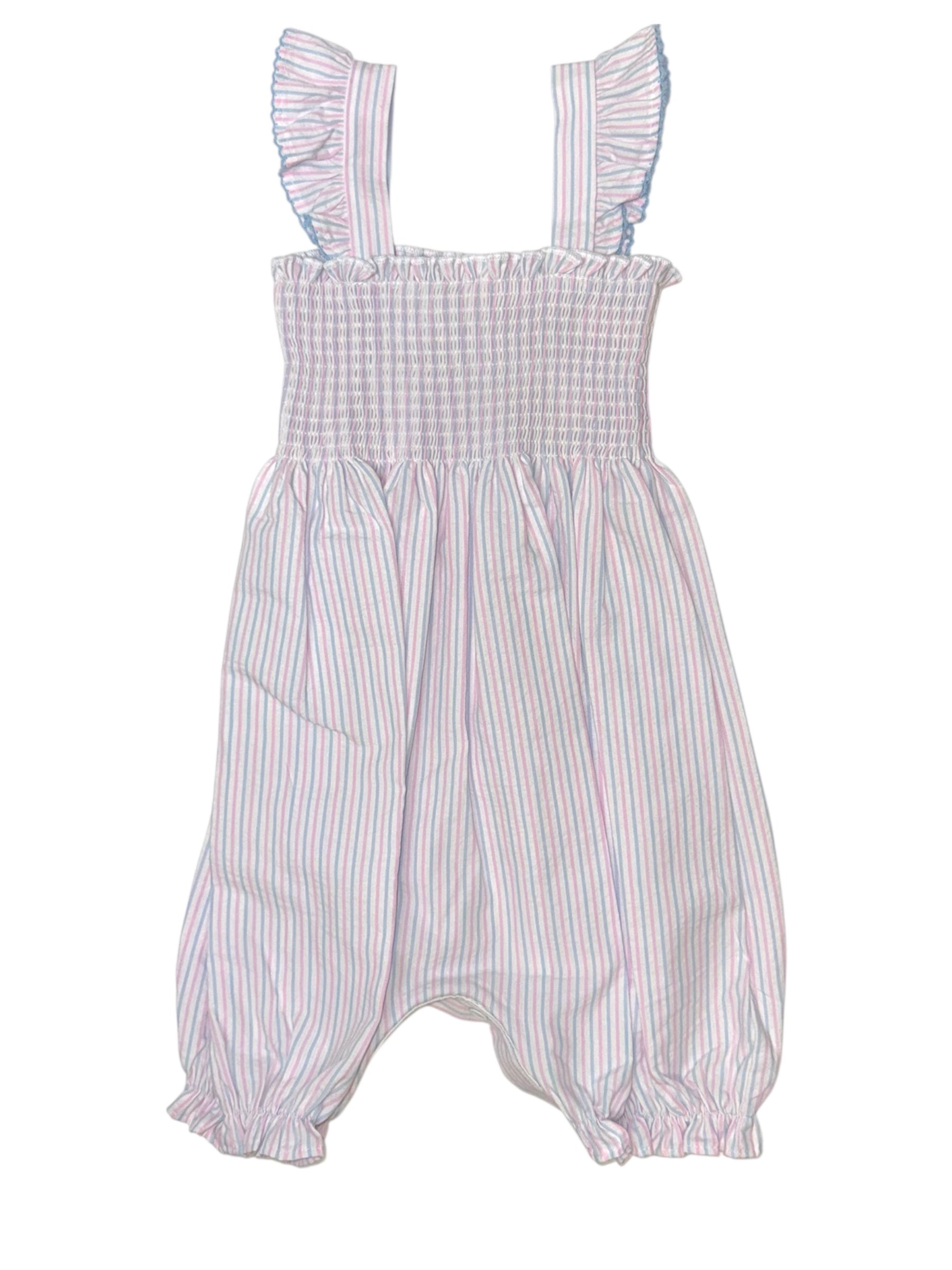 Zuccini Donna Romper W/Cloud Picuet Cherry Berry Stripe Seersucker 5302